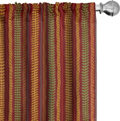 Produktbild von ABAKUHAUS Arabisch Vorhänge, Gardinen, Arabisch Orientale Asiatischer Bemalung Vertikale Linien Farb Voller Druck, 2 Stück 75 x 175 cm, Mehrfarbig