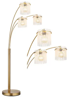 Produktbild von LED Stehleuchte, Metall goldfarben, Glasstäbe opal, H 180 cm
