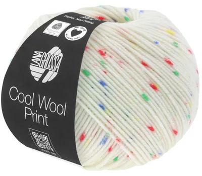Produktbild von Lana Grossa - Cool Wool Print Punto 0801 weiß rot grün blau gelb