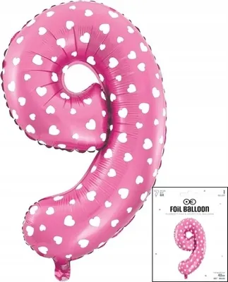 Obrázek produktu pro fóliový balónek číslo 9 růžový s tečkami na narozeninovou párty 40cm