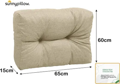 Produktbild von sunnypillow Palettenkissen für Gartenmöbel - Rückenkissen 65 x 60 cm - Rückenpolster für Bett und Sofa - Palettenpolster für Palettenmöbel - Gesteppte Gartenkissen - Rückenlehne, Kissen Cremefarben