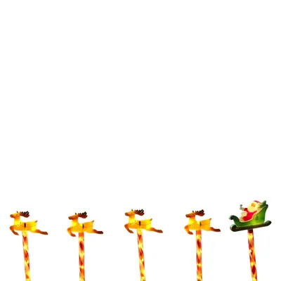 Produktbild von Gartenstecker Weihnachtsschlitten Weihnachtsmann Zuckerstangen Rentier Batterie