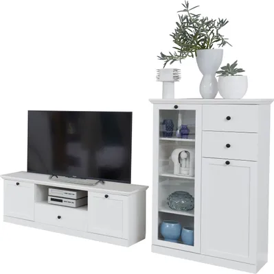 Produktbild von trendteam Wohnen Wohnwand BrandsonBaxter Weiß Nachbildung 235 x 129 x 41 cm