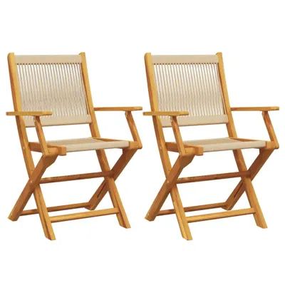 Produktbild von Gartenstühle 2 Stk. Beige Massivholz Akazie und Polypropylen