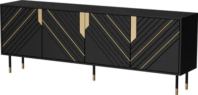 Produktbild von Furniture24 Kommode Mountain 200 Sideboard 204 X 72 X 40 Cm Schwarz/Gold