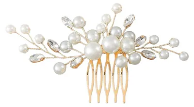 Produktbild von Haarschmuck für Brautfrisuren mit Strasssteinen und Perlen, Goldfarben