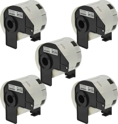 Produktbild von vhbw 5x Rolle mit Halter 62mm x 29mm (800 Etiketten) kompatibel mit Brother PT QL500BW, QL-550, QL-560, QL-500A, QL500BS Drucker - Premium Weiß