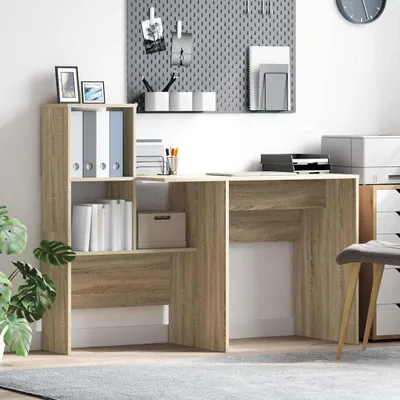 Immagine prodotto di Maison Exclusive - Scrivania in legno impiallacciato effetto Sonoma, dimensioni 131,5 x 50 x 106,5 cm