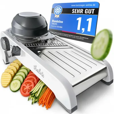 THELVIS Premium Mandoline ist ein verstellbarer Gemüsehobel mit Edelstahl
