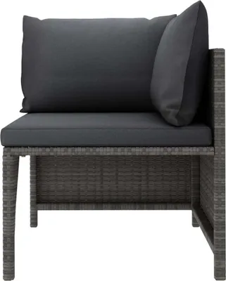 Image de vidaXL Canapé d'angle modulaire avec coussins Gris Poly rotin