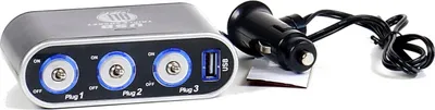 Produktbild von Auto KFZ Steckdose USB-Adapter ALL Ride 3-fach, selbstklebend, einzeln geschaltet, beleuchtet, 1 x USB, 12/24V, 5A
