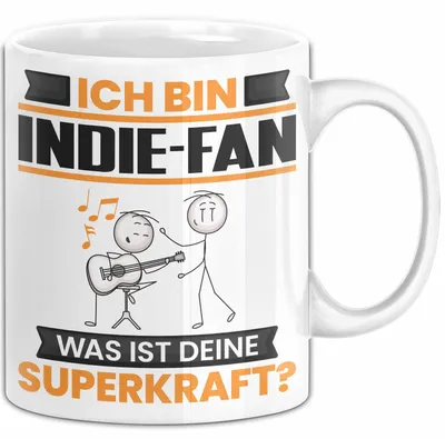 Produktbild von Indie-Fan Tasse Geschenk für Indie-Fan Geburtstag Lustiger Spruch Kaffee-Becher Was Ist Deine Superkraft (Weiß)
