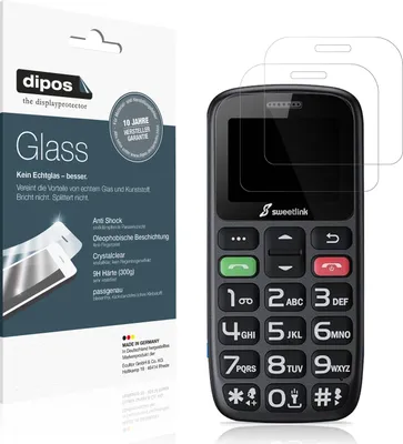 Produktbild von 2x Schutzfolie für SweetLink S2Plus - Anti-Shock 9H Folie dipos Glass Kunststoffglas