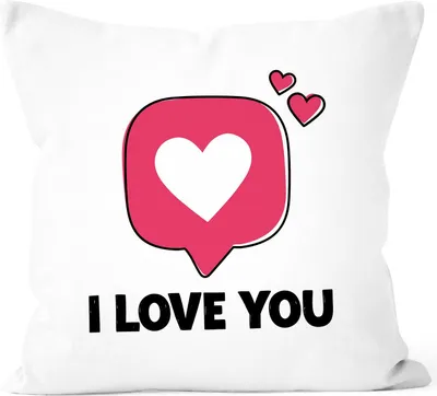 Produktbild von Kissenbezug Herz I love you ich liebe dich Geschenk Liebe Jahrestag Valentinstag Moonworks® weiß 40cm x 40cm