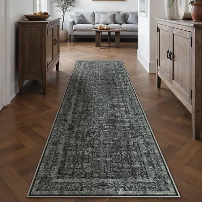 Obrázok produktu pre Koberec Läufer, tmavohnedý, vintage štýl, 60x240 cm, umývateľný