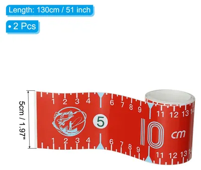 Produktbild von Klebendes Fischma?band, 2er Pack 130 cm Fischmessband Aufkleberband Wasserdicht fš¹r Angelboot Kajak Werkbank, Rot