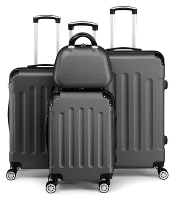 Produktbild von Kofferset 4 Teilig, Hartschale Koffer Set, Reisekoffer mit 4 Rollen, Koffer & Trolleys Handgepäck-M-L-XL, Koffer groß, Dunkelgrau