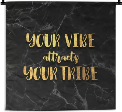 Produktbild von MuchoWow® Wandteppich Wandbehang Zitate - Sprichwörter - Gold - Marmor 150x150 cm Tapisserie Dekoration Wandtuch - Wohnaccessoires - Modernes