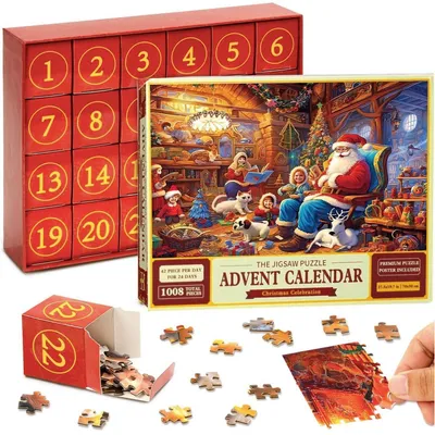 Produktbild von Adventskalender Puzzle 1008 Teile in 24 Boxen für Erwachsene, Weihnachts Countdown Kalender
