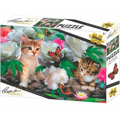 Produktbild von PRIME 3D Puzzle Kätzchen unter Pfingstrosen 1000 Teile