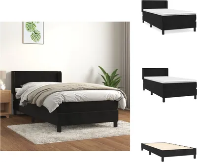 Produktbild von vidaXL Boxspringbett mit Matratze Schwarz 90x200 cm Samt -  Betten & Bettgestelle