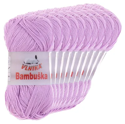 10 x 50g Häkelgarn Bambuska Sommergarn Strickgarn Baumwolle Viskose unifarben, lavendel