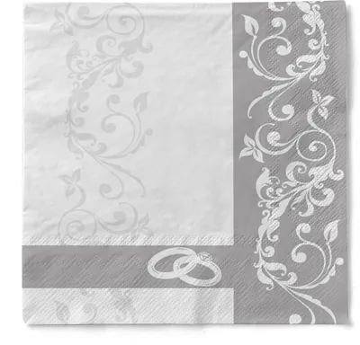 Produktbild von Sovie HORECA Serviette Hochzeit in Silber aus Tissue 33 x 33 cm, 3-lagig, 100 Stück