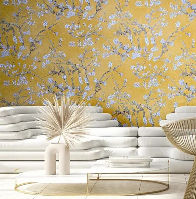 Produktbild von Tapete Blumen Gelb Van Gogh Floral Mandelblüte Vintage Landhaus