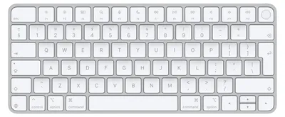 Produktbild von Apple Magic Keyboard mit Touch ID für Mac Modelle mit Chip – Englisch (International), Mini, Verkabelt & Kabellos, USB + Bluetooth, QWERTY, Silber, Weiß
