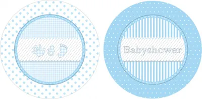Produktbild von partyteller Babydusche Junge blau/weiß 16 cm 8 Stück