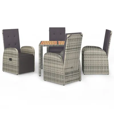 Produktbild von vidaXL 5-tlg. Garten-Essgruppe mit Kissen Grau Poly Rattan