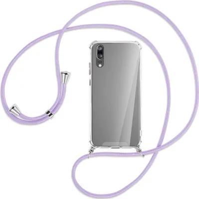 Produktbild von Handykette Backcover-Schutzhülle mit Band (Metall silberfarben) für Huawei P20 - violett