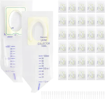 Productafbeelding van Urinezakken 100 ml, roze, met kleefoppervlak, lekbestendig, voor onderweg
