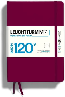 Produktbild von LEUCHTTURM1917 363535 Notizbuch 120 g/m² Paper Edition, Hardcover, Medium (A5), Port Red, dotted