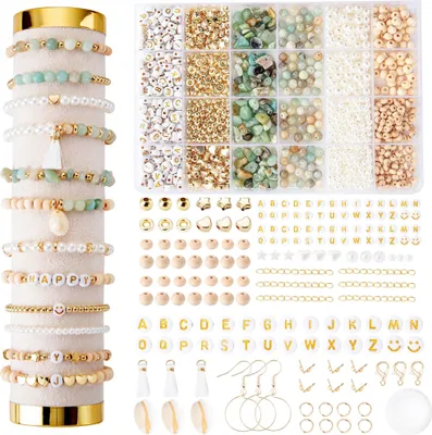 Produktbild von Natürliche Amazonit perlen für armbänder Edelstein Perlen Perlen Set Zum Auffädeln Kit Perlenset Beads für DIY
