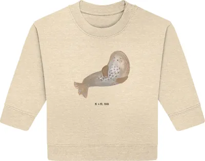 Produktbild von Mr. & Mrs. Panda Organic Baby Pullover Robbe Lachen 24. - 36. Monat - Natural Raw - Geschenk, Ostsee, Robben, Bullover, Lustige Sprüche, Strand, Nordsee, Seehund