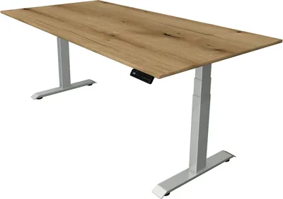 Zdjęcie produktu dla Biurko Move 4 z elektryczną regulacją wysokości, kolor stelaża:srebrny, wymiary blatu:200 x 100 cm, kolor blatu:dąb