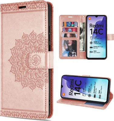 Produktbild von Handy Tasche für Xiaomi Redmi 14C / Poco C75 Hülle Handyhülle Klapphülle Wallet Case in Rosegold