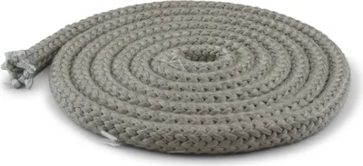 A coiled gray rope-like material, likely a gasket or seal, is presented on a white background.