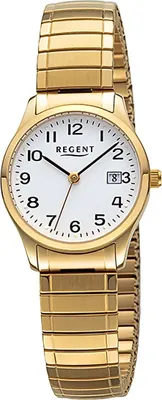 Produktbild von Regent Damen Uhr Edelstahl Armbanduhr Metallarmband Analog gold D2URF1513