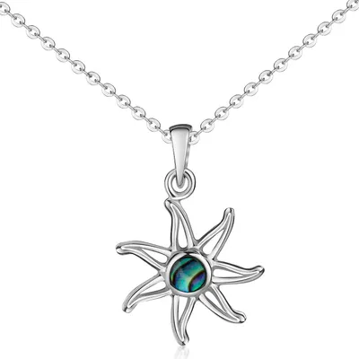 Produktbild von MATERIA by Matthias Wagner Anhänger Sonne 925 Sterling Silber mit grünem Perlmutt wahlweise mit Kette KA-506-Grün