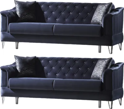 Produktbild von Villa Möbel Sofa Set Guido Anthrazit Stellvariante:2+2 Relax- und Bettfunktion, pflegeleichter Mikrofaser Samtstoff