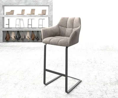 Produktbild von DELIFE Barstuhl Yulo-Flex Vintage Taupe Freischwinger flach Metall