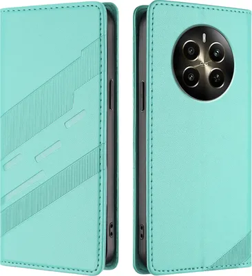 Image de Etui pour Realme 12+, étui portefeuille en cuirPolyuréthaneavec fente pour carte et fonction stand Türkis
