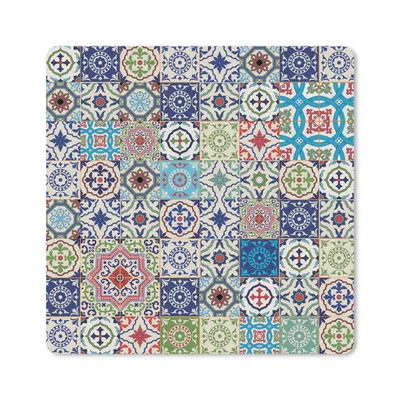 Produktbild von MuchoWow® Mauspad Mousepad Blumen - Muster - Grün - Blau 20x20 cm - Mousepads - Maus Mat - Pad - Mausunterlage - Desk Mat - Bureauartikeln