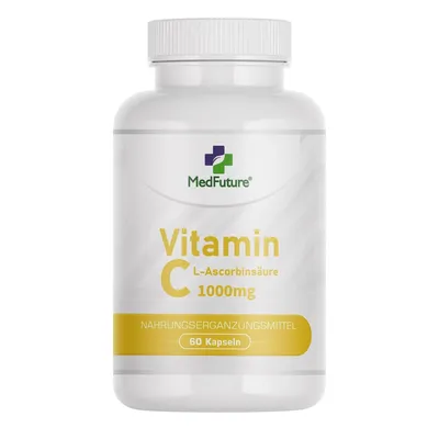 Produktbild von Vitamin C 1000 mg – Hochdosiert – 60 Kapseln – Ohne Zusatzstoffe – Vitamin C Kapseln für das Immunsystem – Labor