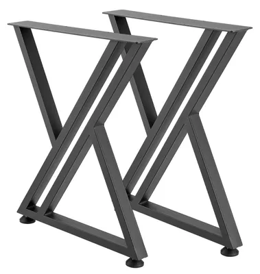 Image de Pieds de table, 740 x 610 mm (H x L) ; pieds de mobilier en acier, charge maximale de 1 000 kg ; très résistants, faciles à installer, stables ; pour bureaux à domicile, tables basses, tables de bar, établis ; lot de 2, noir