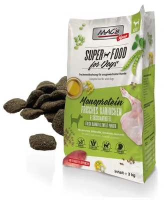 Produktbild von MAC's Hundetrockenfutter mit Monoprotein und Kaninchen, 3 kg, für allergieanfällige Hunde