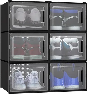 Immagine prodotto di Scatola trasparente per scarpe con magneti, scaffale per scarpe e contenitore, set da 6 pezzi, organizer per scarpe