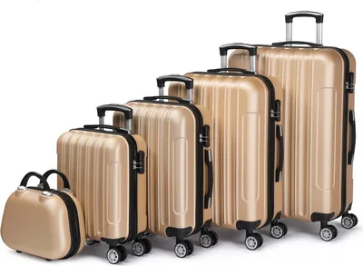 Produktbild von FCH 5er Koffer Set Hartschalenkoffer Koffer Trolley Reisekoffer Kofferset xl mit Bordgepäck als Handgepäck Suitcase 5 teilig Rollkoffer，Kosmetikkoffer